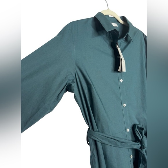 NWT Rosso35 Luxury Shirt Dress Midi in Teal Size 50 (US L) - Picture 6 of 16